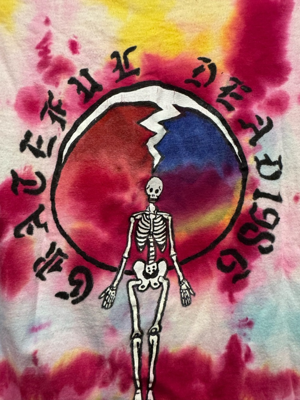 “Vintage 90s Tie Dye Skeleton Shirt USA Made Single Stitch Style Deadhead Vibe”